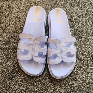 SAM EDELMAN Valeri Logo Emblem Footbed Slide Sandals In Misty Lilac Size 8